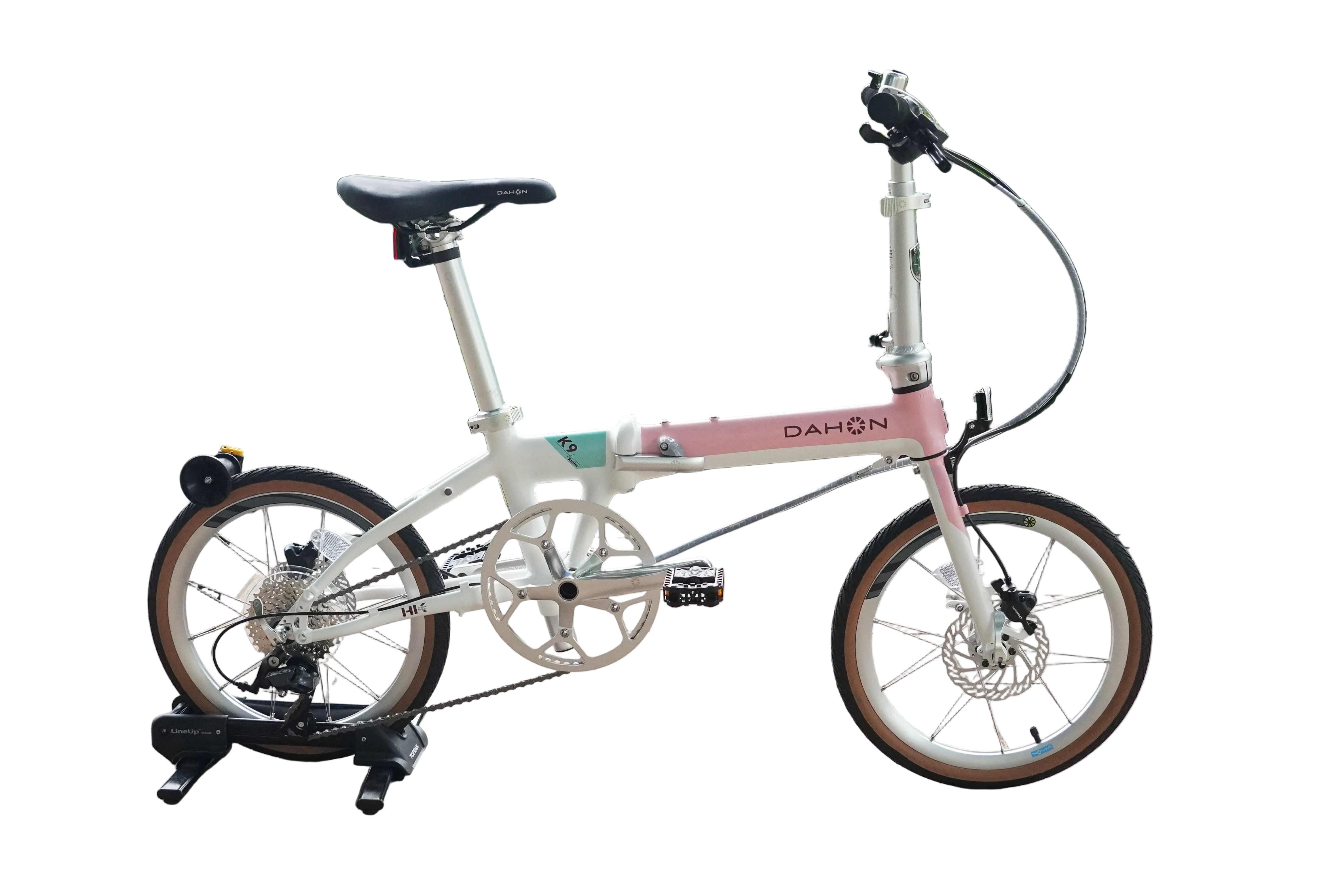 Dahon K9 349 9-Speed Folding Bike-KAA693-16"-White Pink( Deltec Cable, Hydraulic Disc Brake) (Hong Kong Special Edition)