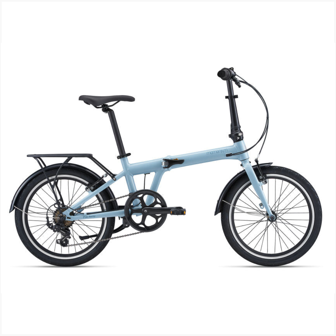 MOMENTUM PAKAWAY 1 20-inch aluminum folding bike in Matte Black and Dusty Blue