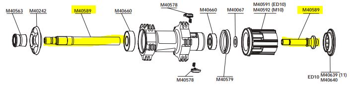 MAVIC REAR AXLE - KSYRIUM ELITE~M40589 / MAVIC KSYRIUM ELITE KIT REAR AXLE~M40589