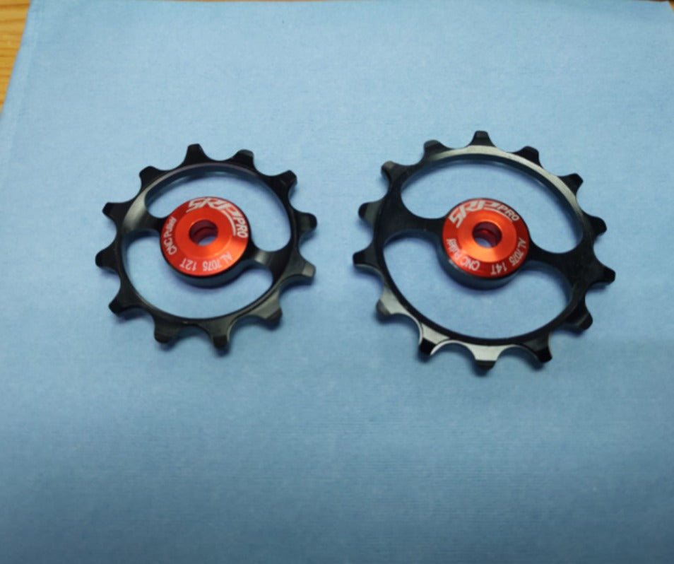 SRP PRO corrugated ceramic guide pulley set-black (includes 1 piece each of 12 and 14T) / SRP PRO REAR DERAILLEUR PART(12-14T)-BLACK